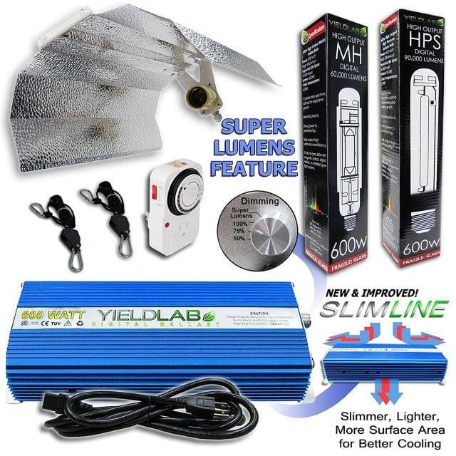 Yield Lab 600w HPS+MH Wing Reflector Digital Grow Light Review