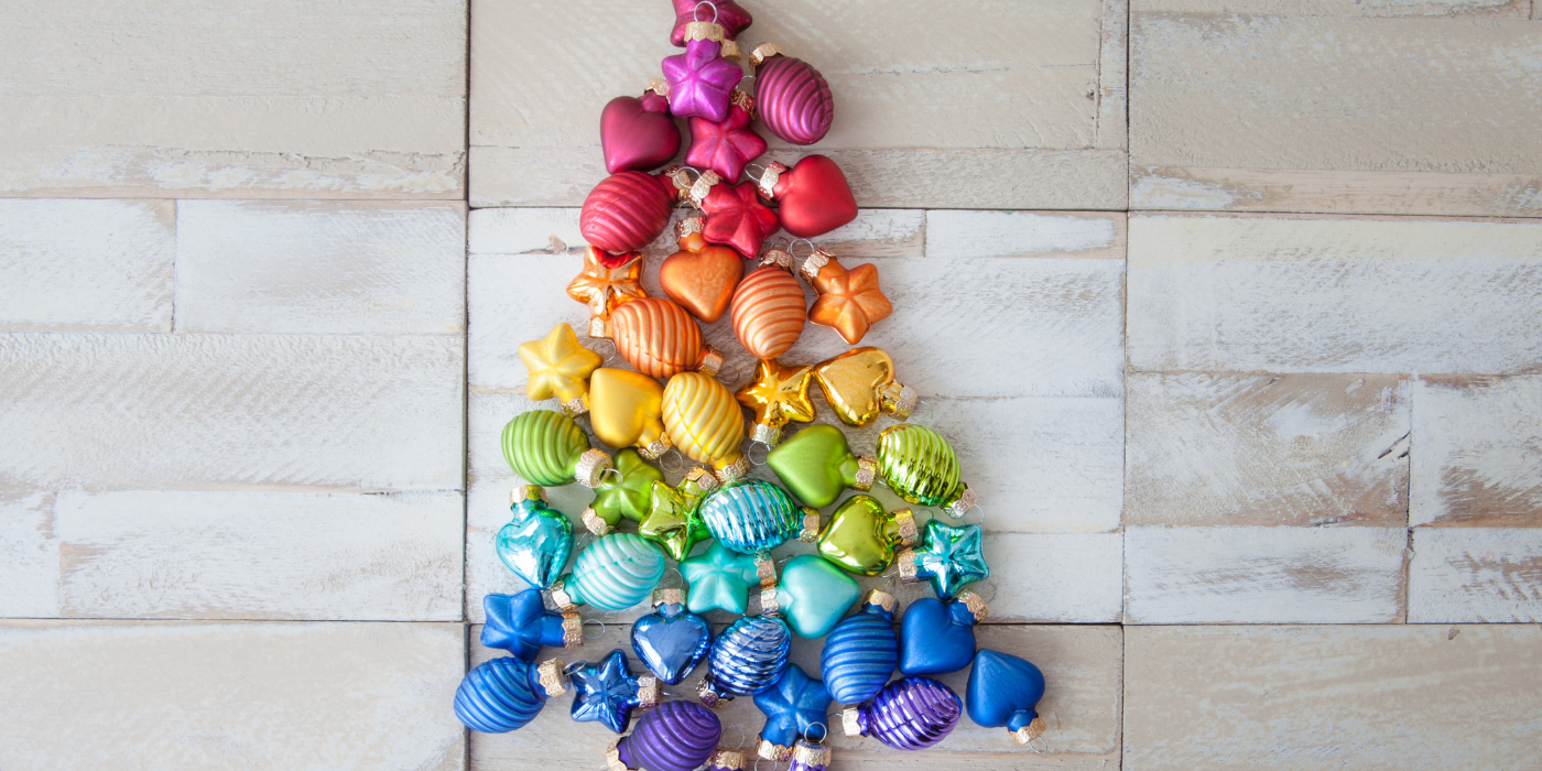 Wall Christmas with rainbow bulbs