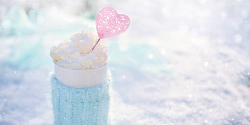 Snow ice cream sitting outside on a winter day